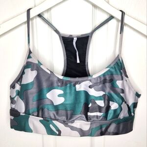 Koral Camo Sports Bra Racerback Green Gray Size Large